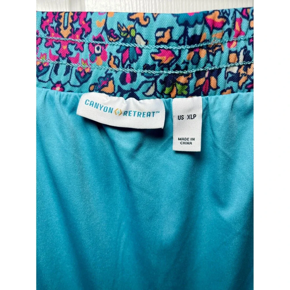Canyon Retreat Skirt‎ Womens XLP Blue Multi Tiered Mesh Elastic Waist Petite